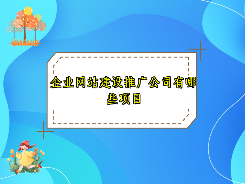 企业网站建设推广公司有哪些项目