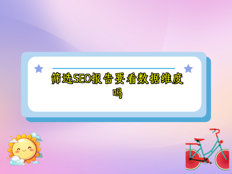 筛选SEO报告要看数据维度吗