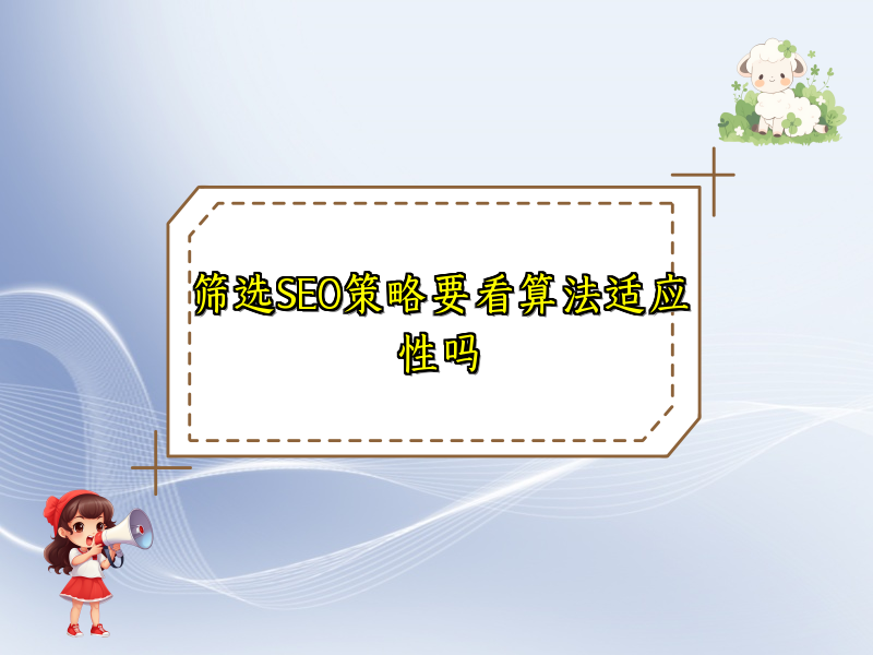 筛选SEO策略要看算法适应性吗